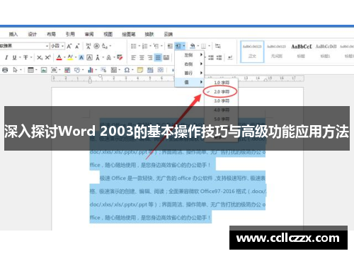 深入探讨Word 2003的基本操作技巧与高级功能应用方法